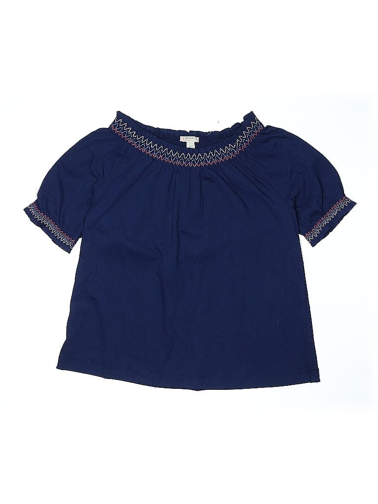 Pre-owned Crewcuts Kids' Short Sleeve Top Blue Keyhole Neckline Tops