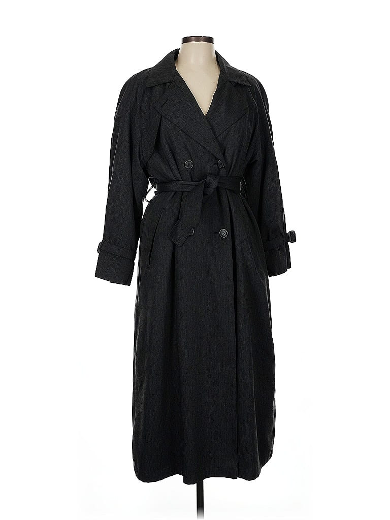 London Fog Black Gray Trenchcoat Size 6 - photo 1
