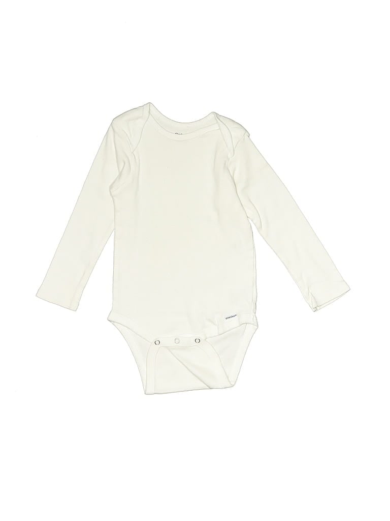 Gerber 100% Cotton Solid Ivory White Long Sleeve Onesie 18-24 MO / 24 MO - photo 1
