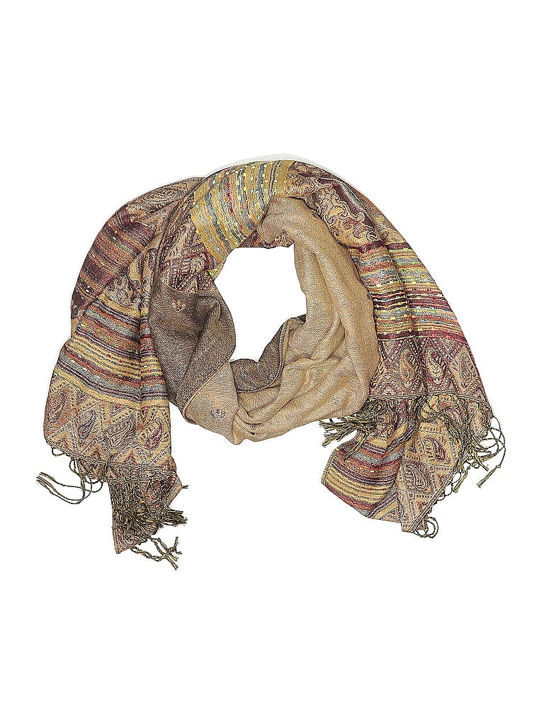 Pashmina 100% Cashmere Paisley Tan Brown Cashmere Scarf One size - photo 1