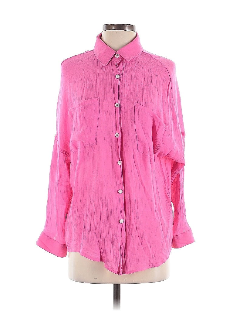 Pre-owned Flawless Long Sleeve Button Down Shirt In Pink