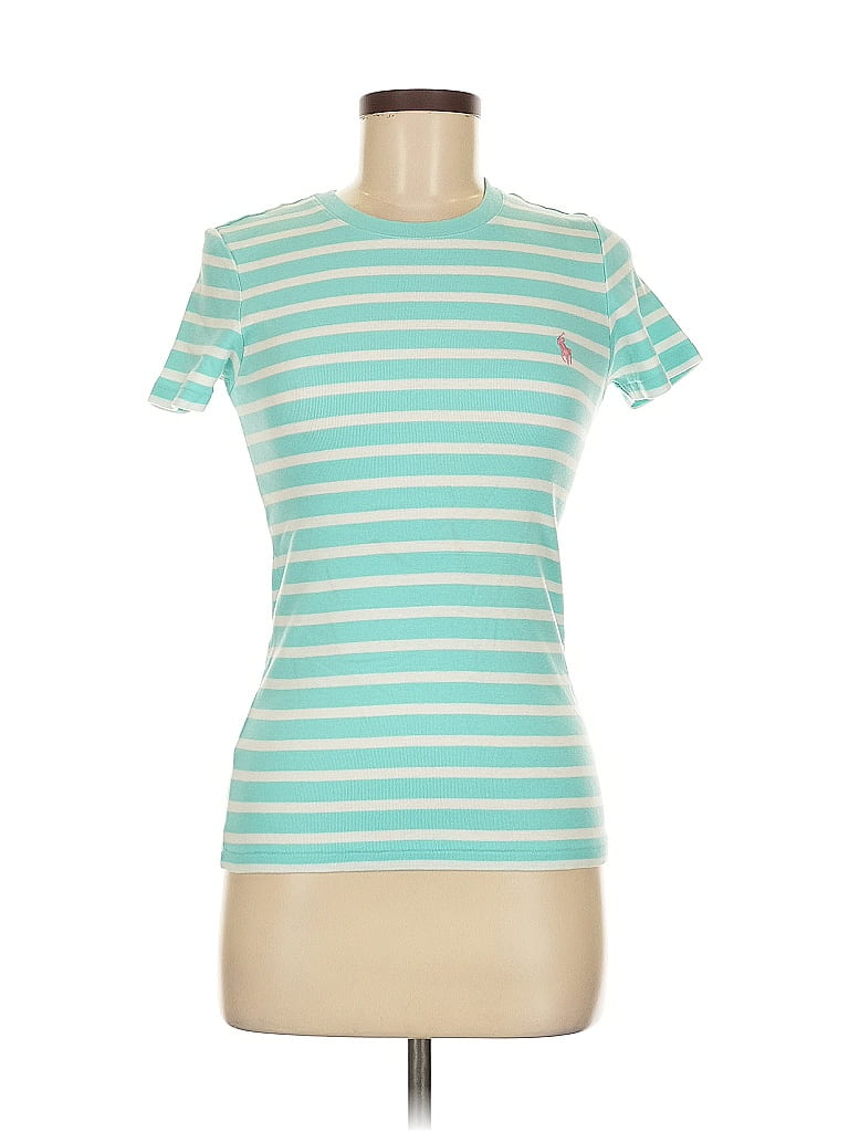 Ralph Lauren Sport 100% Cotton Stripes Teal Short Sleeve T-Shirt Size M - photo 1