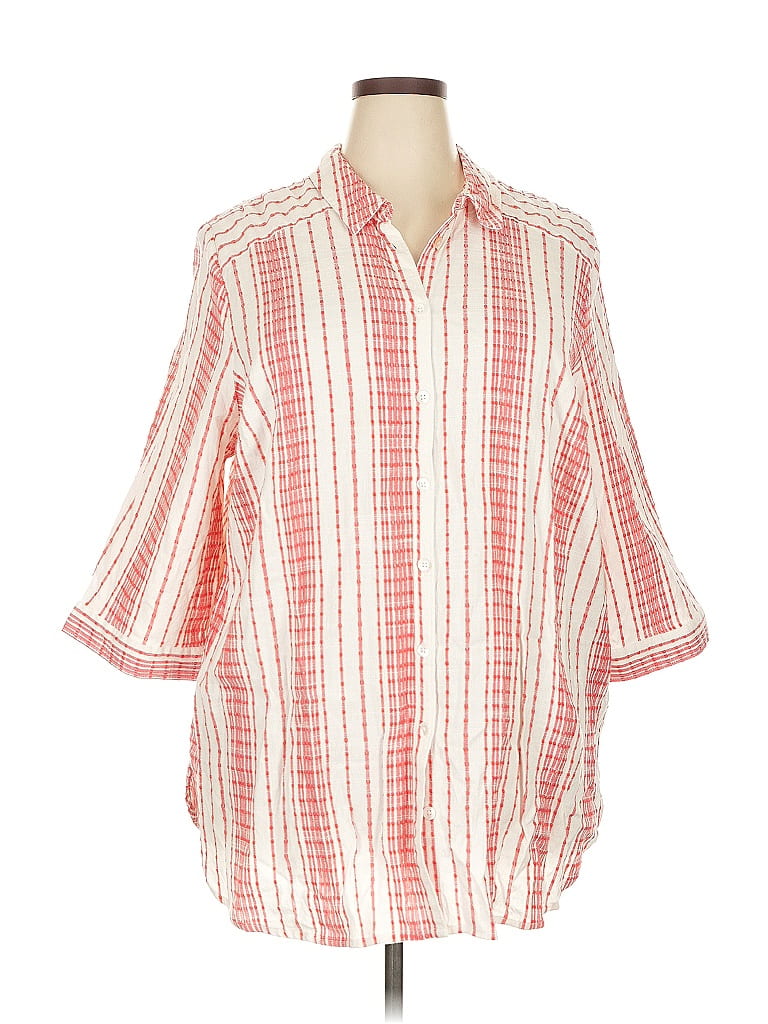 Catherines Red 3/4 Sleeve Button-Down Shirt Size 2X - photo 1