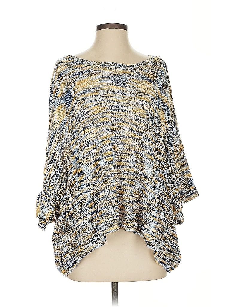 Pol 100% Polyester Metallic Blue Pullover Sweater Size S - photo 1