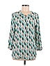 JM Collection 100% Polyester Chevron-herringbone Teal 3/4 Sleeve Blouse Size M - photo 1