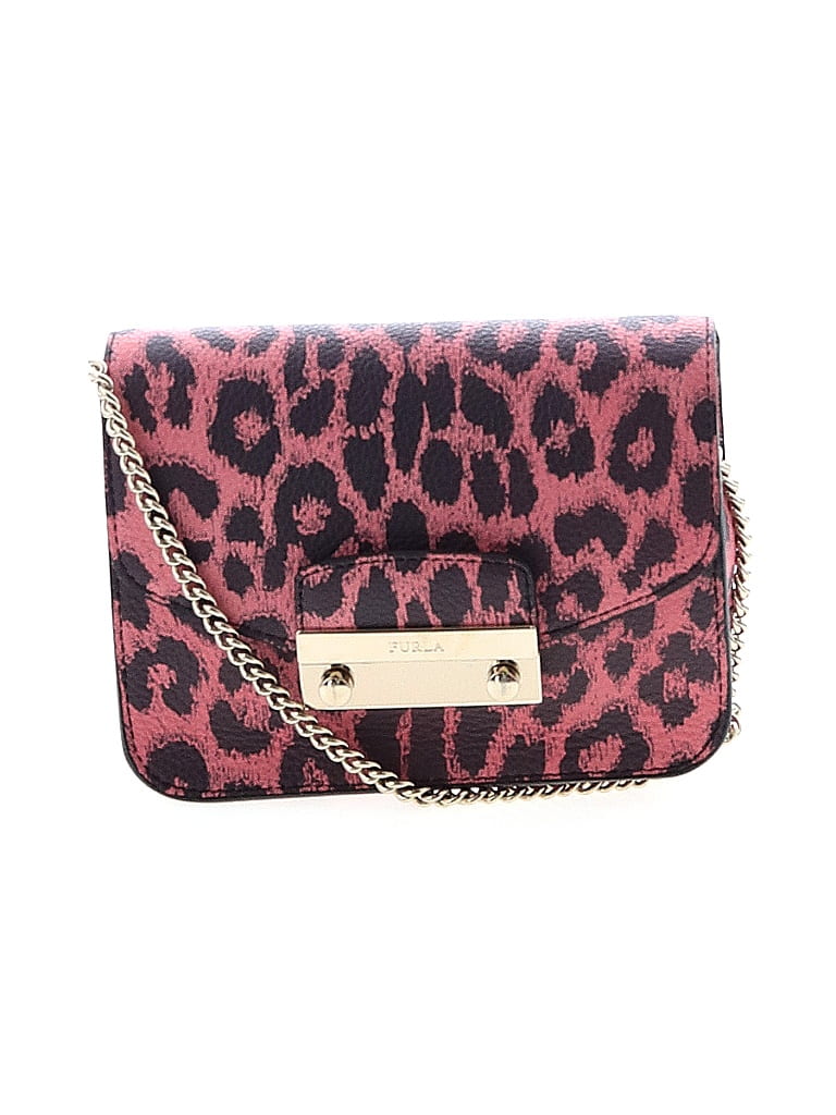 FURLA 100% Leather Animal Print Burgundy Pink Leather Crossbody Bag One size - photo 1