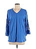 Belle By Kim Gravel Blue 3/4 Sleeve Blouse Size M - photo 1