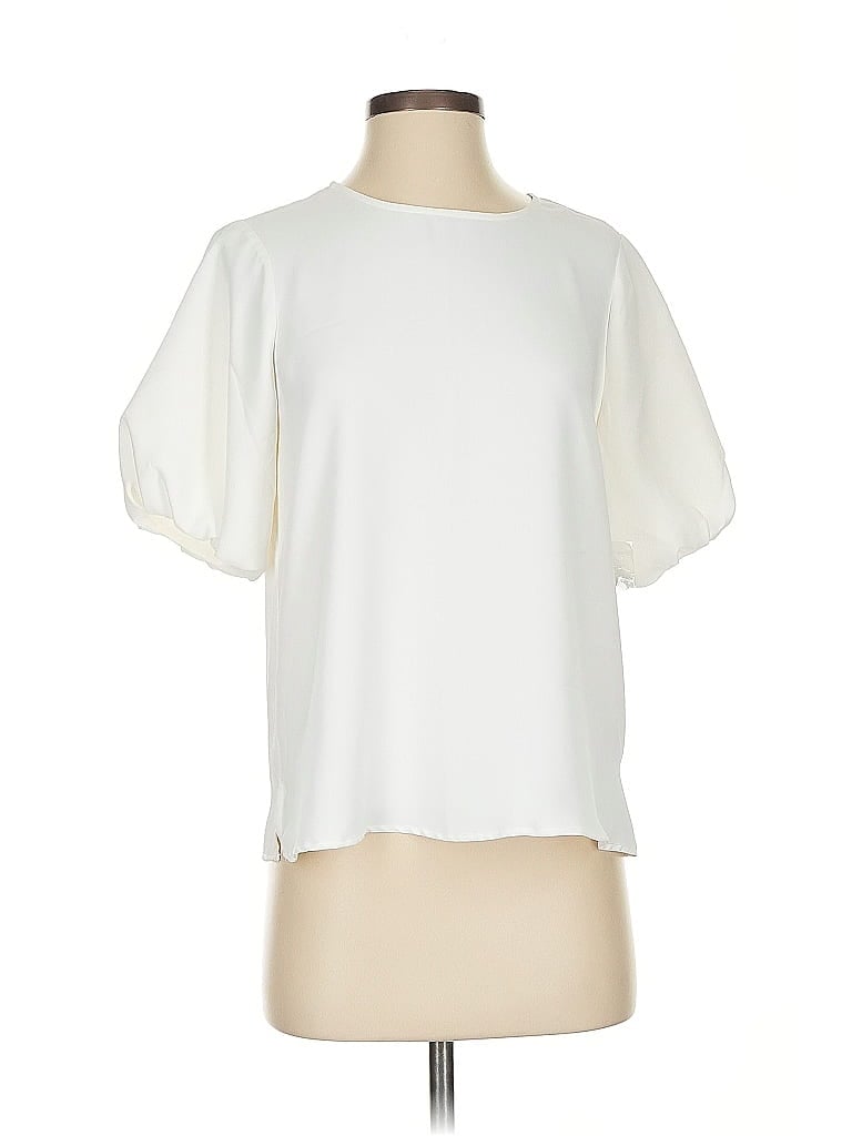 Pre-owned Vince Camuto Short Sleeve Blouse In White