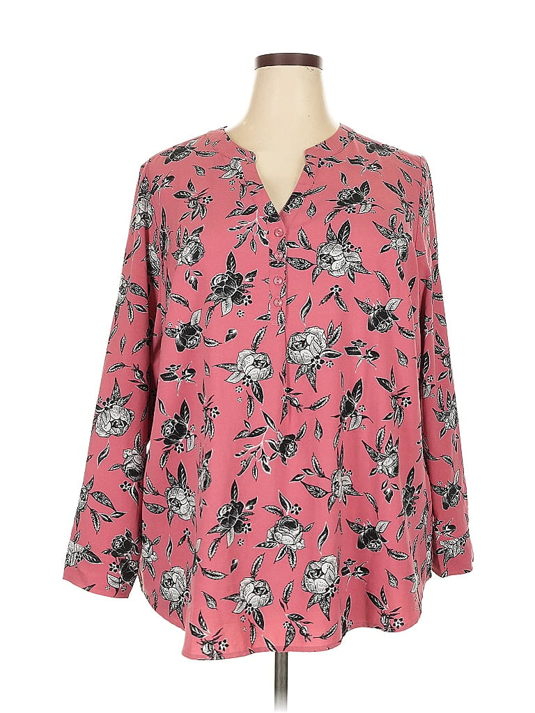 D&Co. Floral Pink Long Sleeve Blouse Size 2X - photo 1