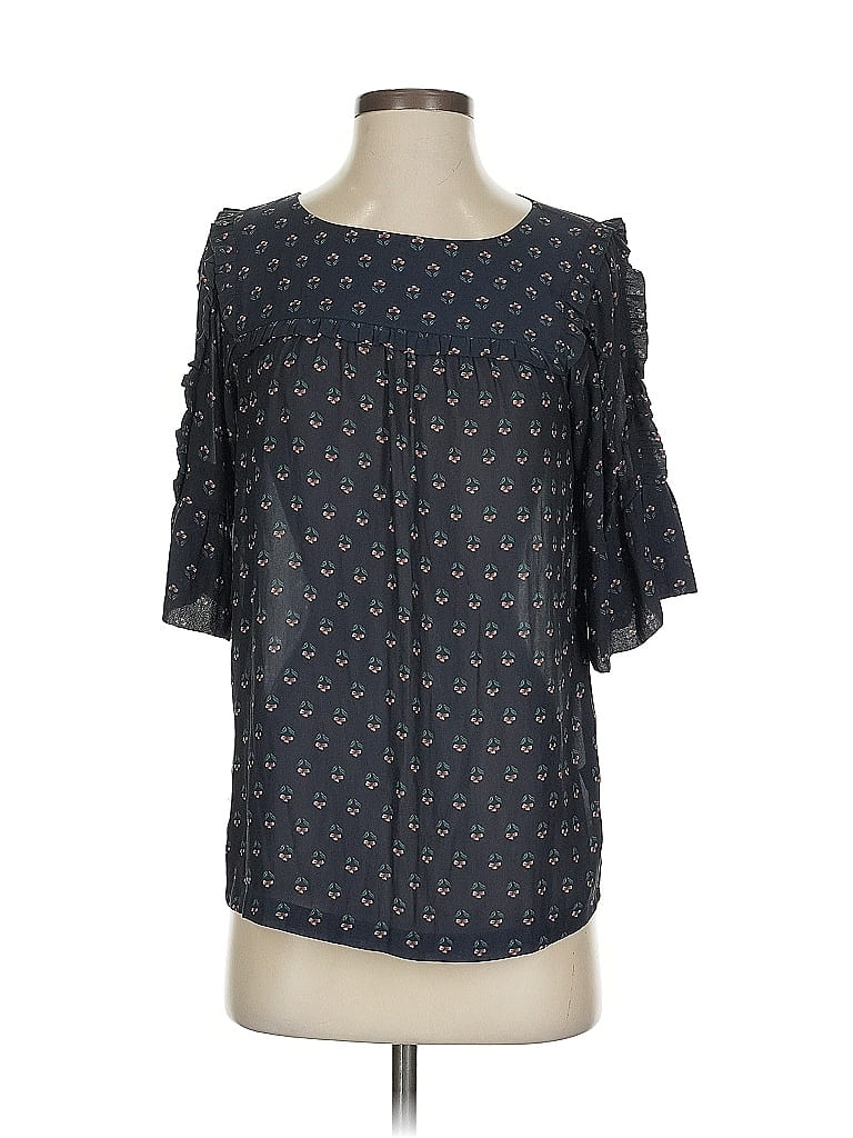 Pre-owned Ann Taylor Loft Short Sleeve Blouse In Blue