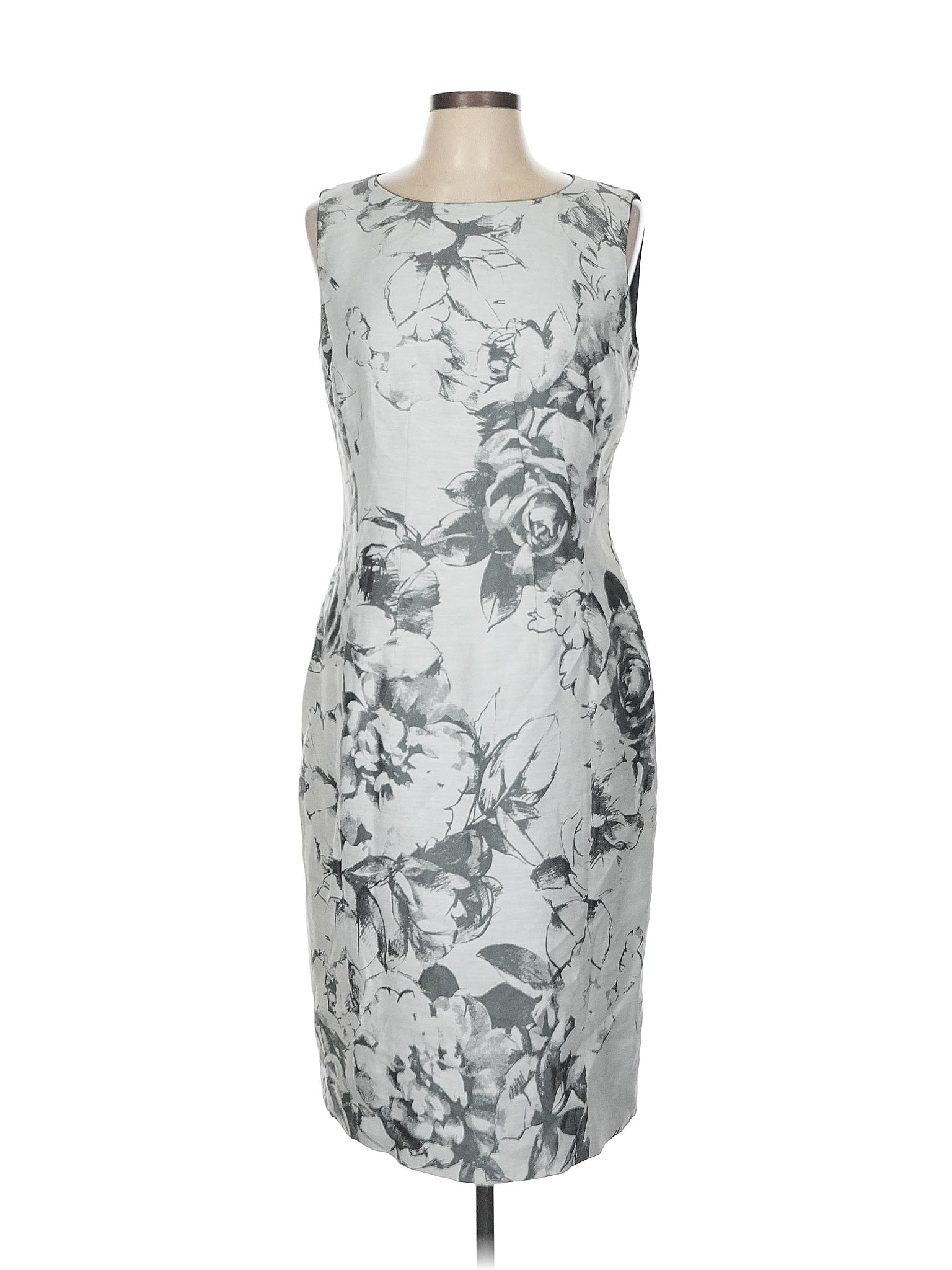 Lafayette 148 New York Graphic Gray Cocktail Dress Size 10