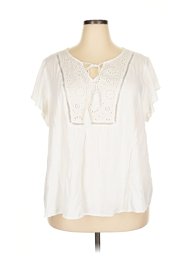 Agnes Orinda Ivory Short Sleeve Blouse Size 4X - photo 1