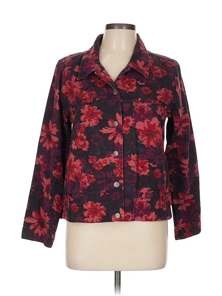 Christopher & Banks 100% Cotton Floral Red Jacket Size L - photo 1