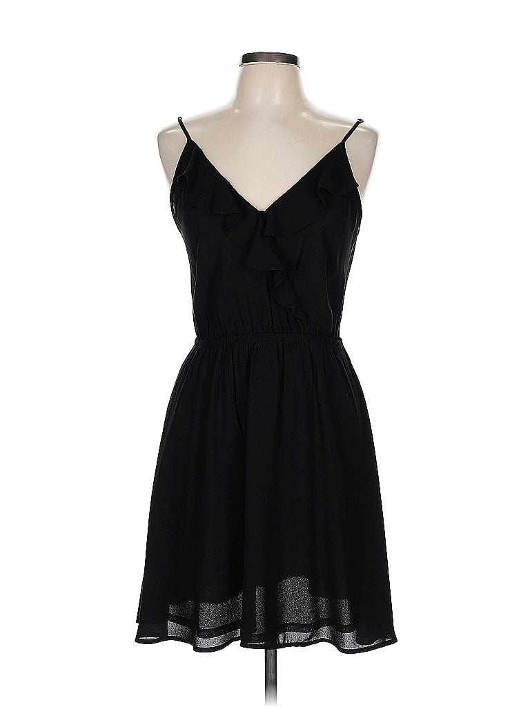 Lush 100% Polyester Solid Black Cocktail Dress Size L - photo 1