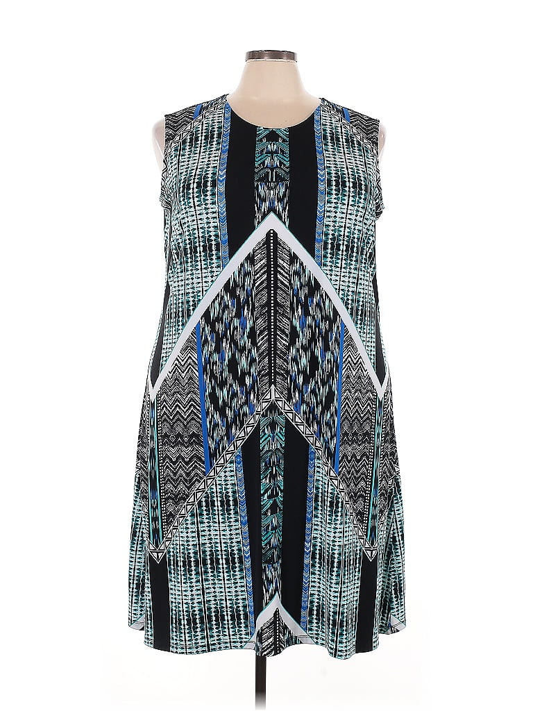 Roaman's Graphic Blue Casual Dress Size 22 - photo 1