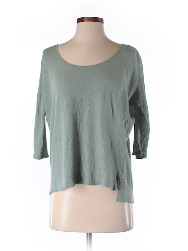 Cynthia Rowley TJX 100% Linen Solid Teal 3/4 Sleeve T-Shirt Size S - 75 ...