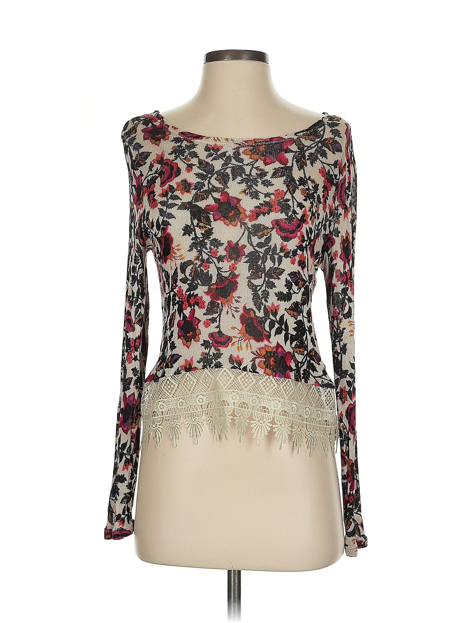Divided by H&amp;M Burgundy Ivory Long Sleeve Top Size XS