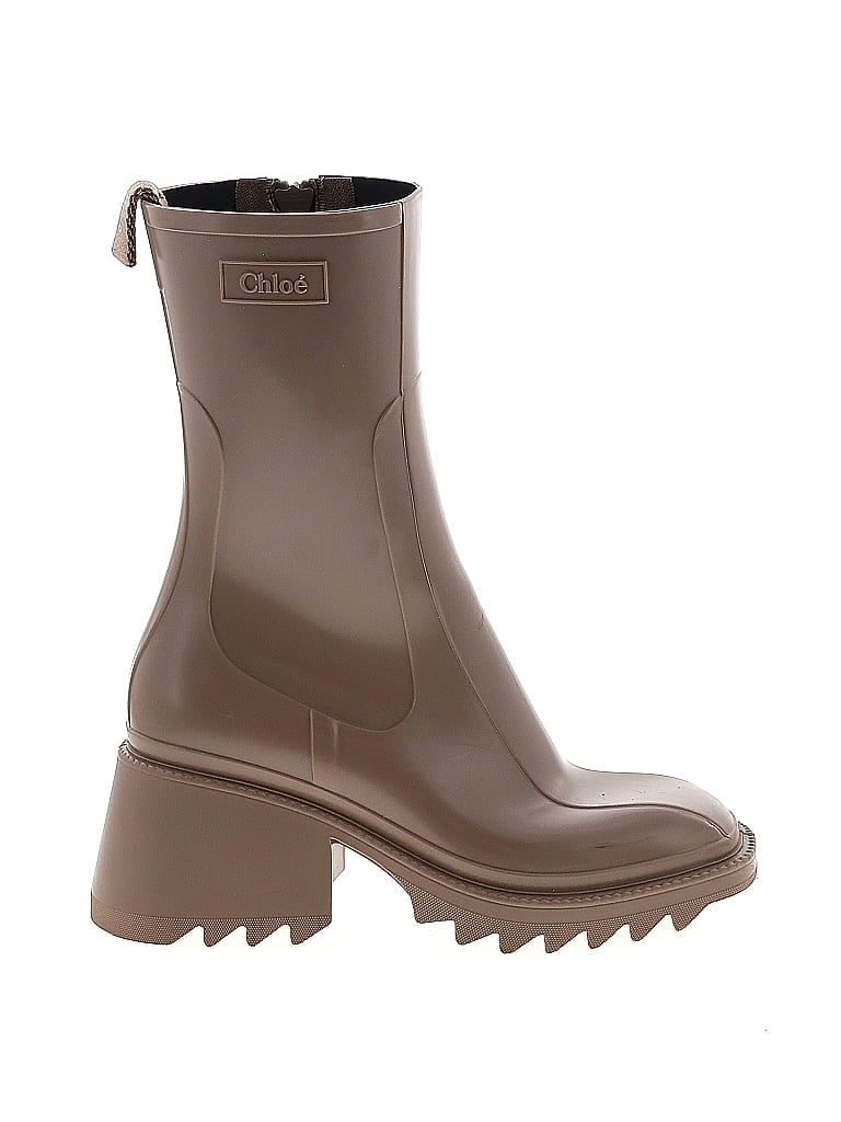 Chloé 100% Rubber Brown Rain Boots Size EU 37 - photo 1