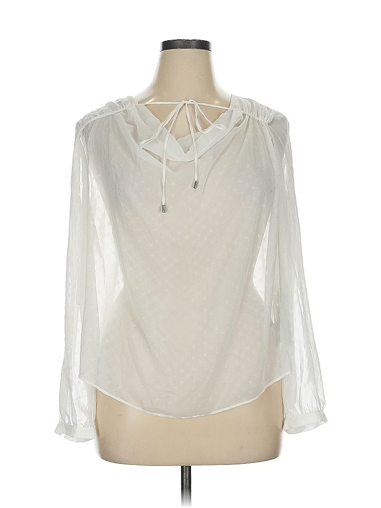 Jennifer Lopez 100% Polyester Ivory Long Sleeve Blouse Size XL - photo 1