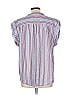Xirena 100% Cotton Stripes Blue Silver Short Sleeve Blouse Size L - photo 2