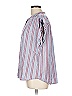 Xirena 100% Cotton Stripes Blue Silver Short Sleeve Blouse Size L - photo 5