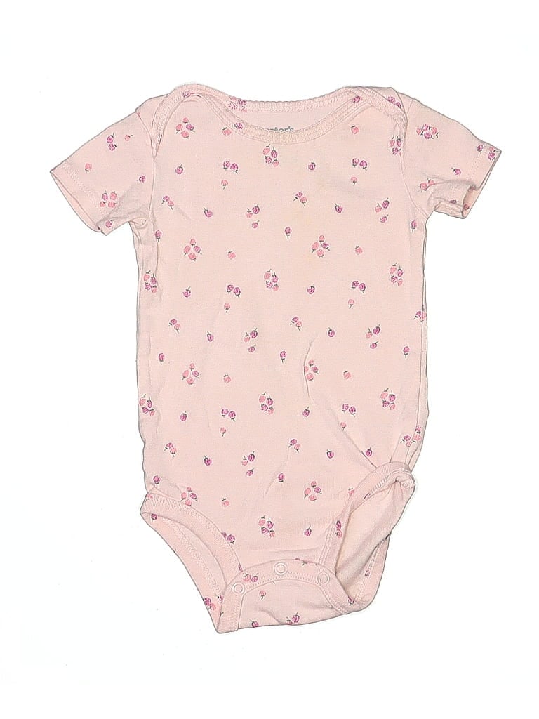 Just One You Made by Carter's 100% Cotton Print Pink Short Sleeve Onesie 9-12 MO / 12 MO - photo 1