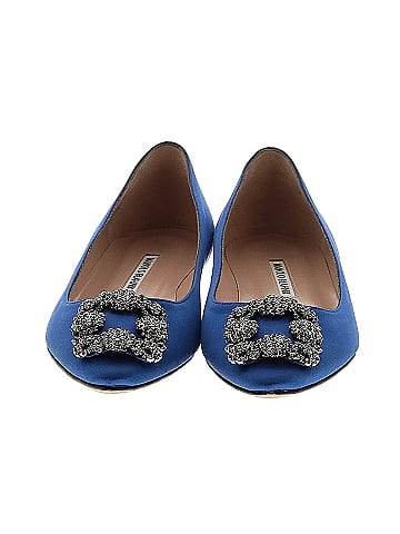 Manolo Blahnik Satin Hangisi Jewel Buckle Flat Pumps (view 2)