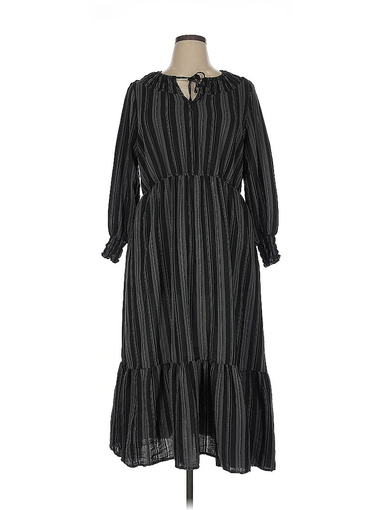 Terra & Sky Stripes Black Casual Dress Size 0X - photo 1