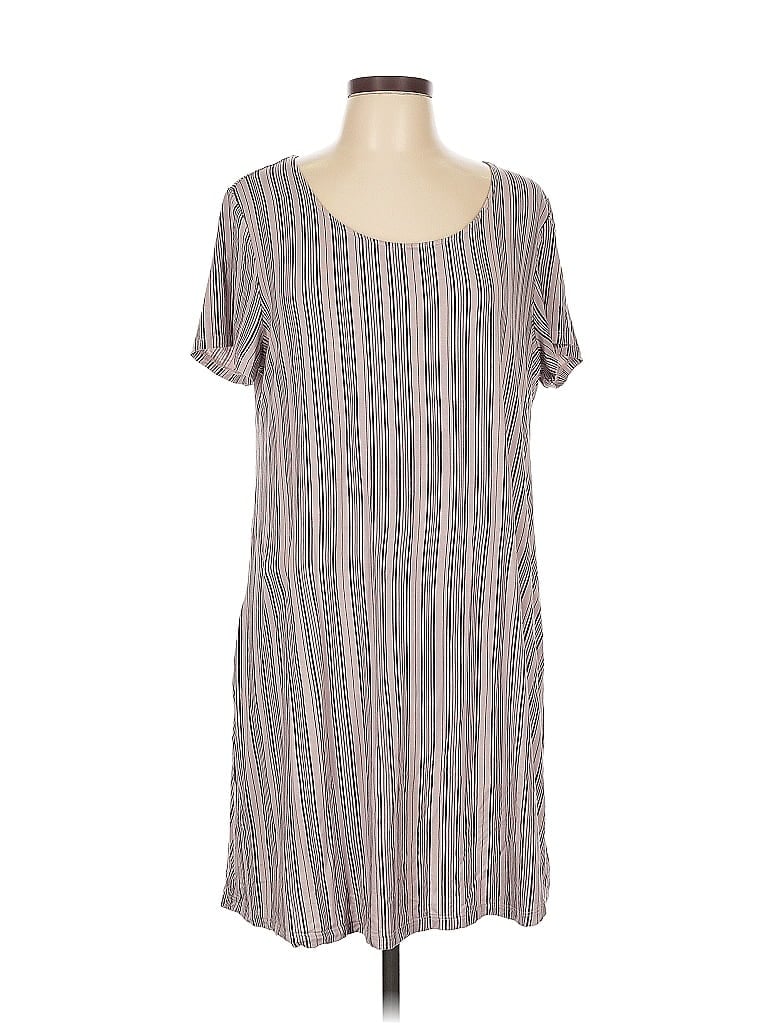 Soma Stripes Gray Casual Dress Size L - photo 1