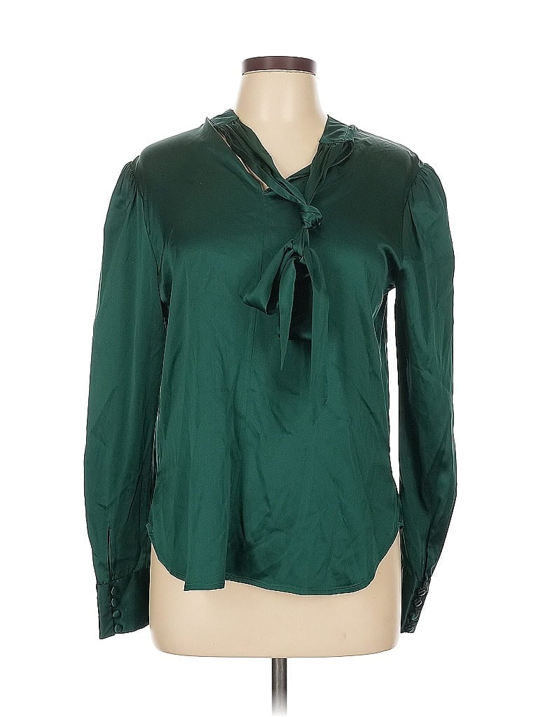 Veronica M. Green Long Sleeve Silk Top Size 10 - photo 1