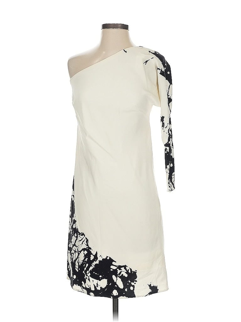 Pre-owned Nicole Miller Studio Cocktail Dress In White