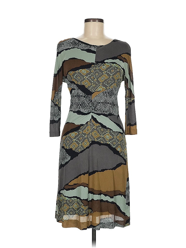 ETRO 100% Viscose Rayon Graphic Gray Casual Dress Size EU (IT) 42 / US 6 - photo 1