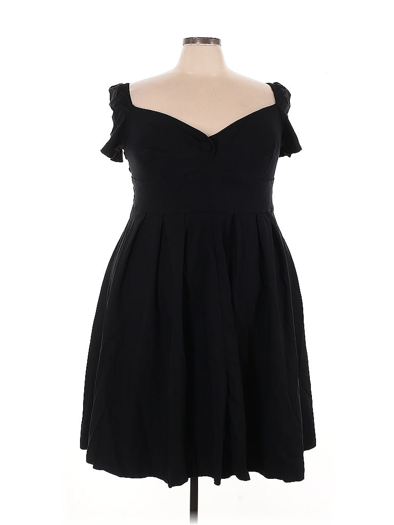 Unique Vintage Solid Black Cocktail Dress Size 5X - photo 1