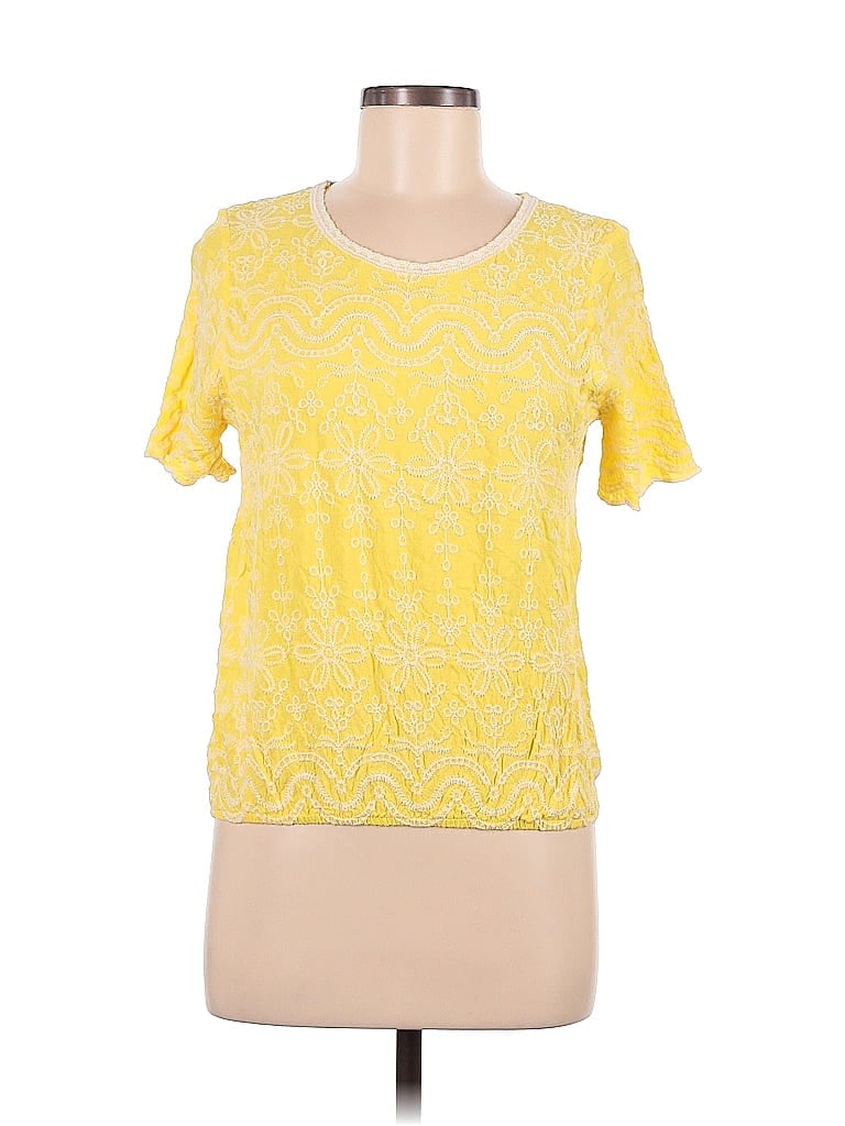Solitaire 100% Rayon Yellow Short Sleeve Top Size M - photo 1