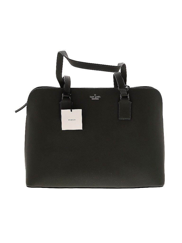 Kate Spade New York 100% Leather Solid Black Green Leather Tote One size - photo 1