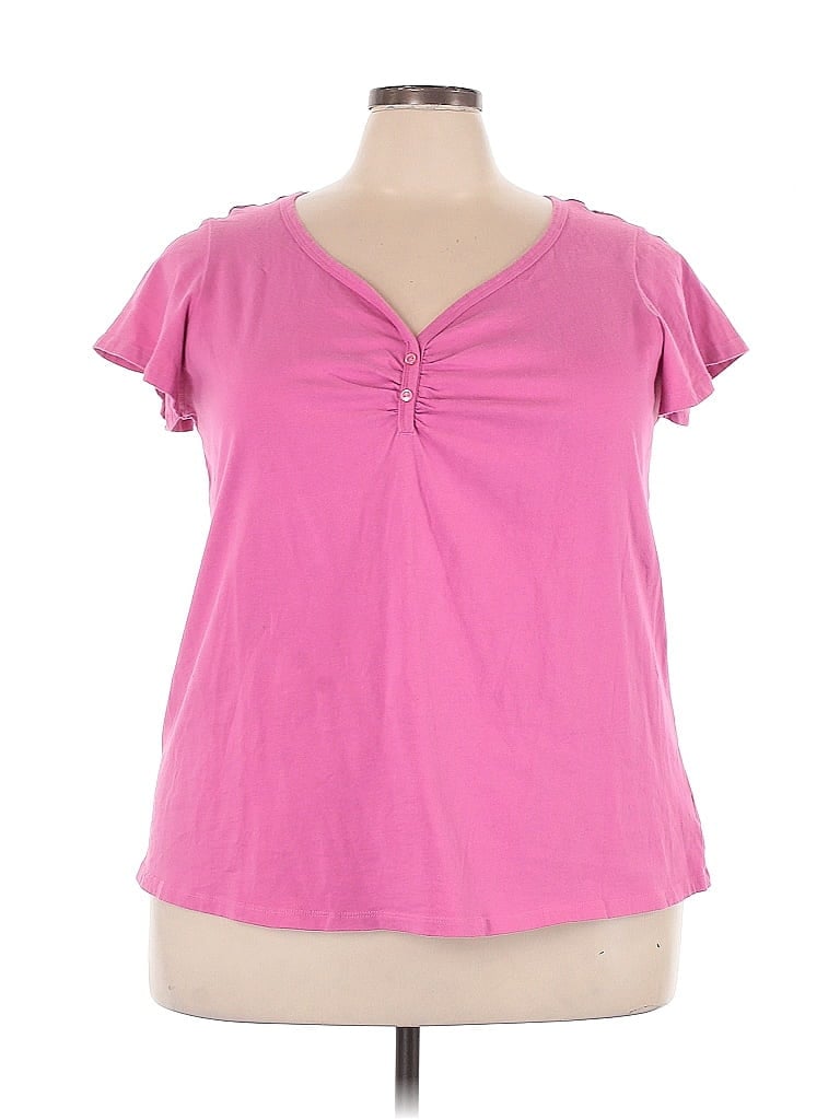 Roaman's 100% Cotton Pink Short Sleeve T-Shirt Size 22 - photo 1