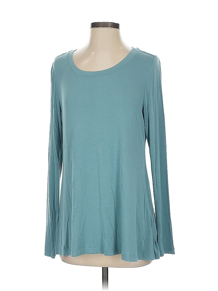 LOGO by Lori Goldstein Solid Teal Long Sleeve Top Size S - photo 1