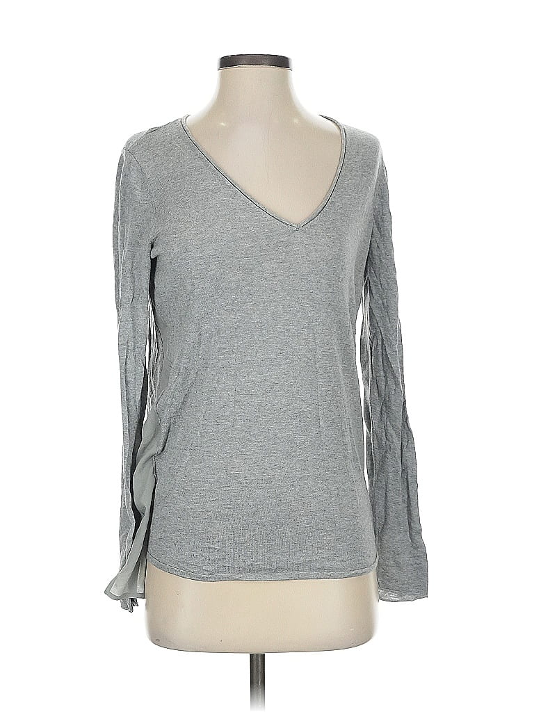 Pre-owned The Limited Long Sleeve Top Gray V Neck Tops
