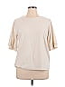 Ann Taylor LOFT Outlet Solid Polka Dots Ivory Short Sleeve Top Size XL - photo 1