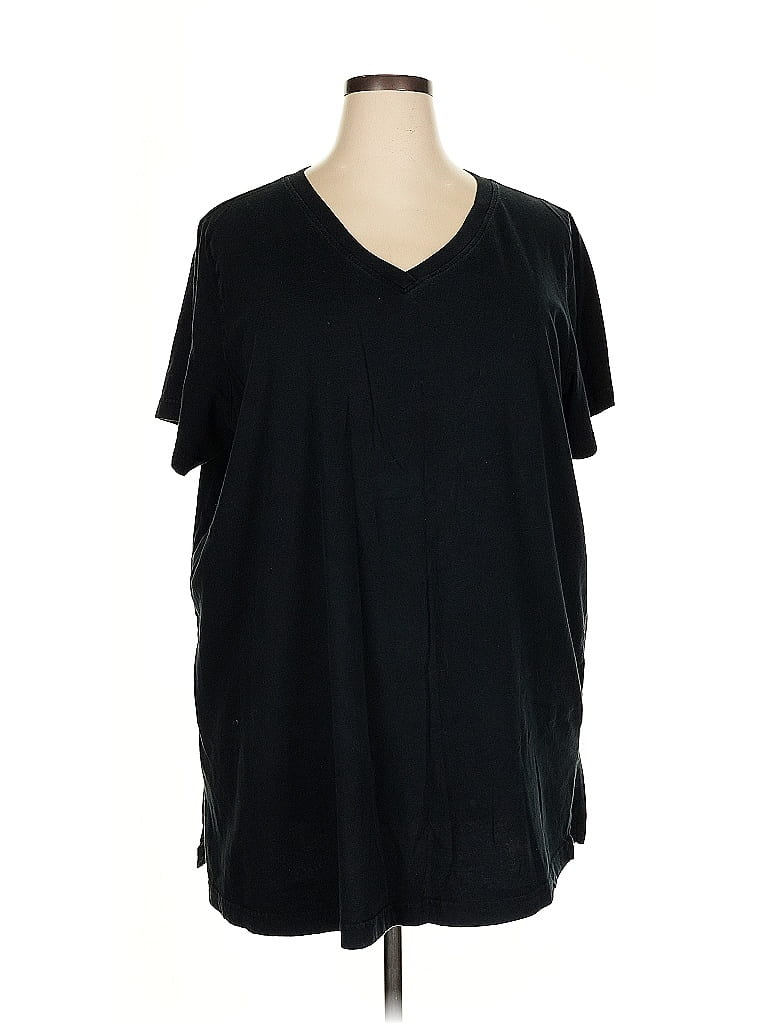 Roaman's 100% Cotton Black Short Sleeve Top Size 2X - photo 1