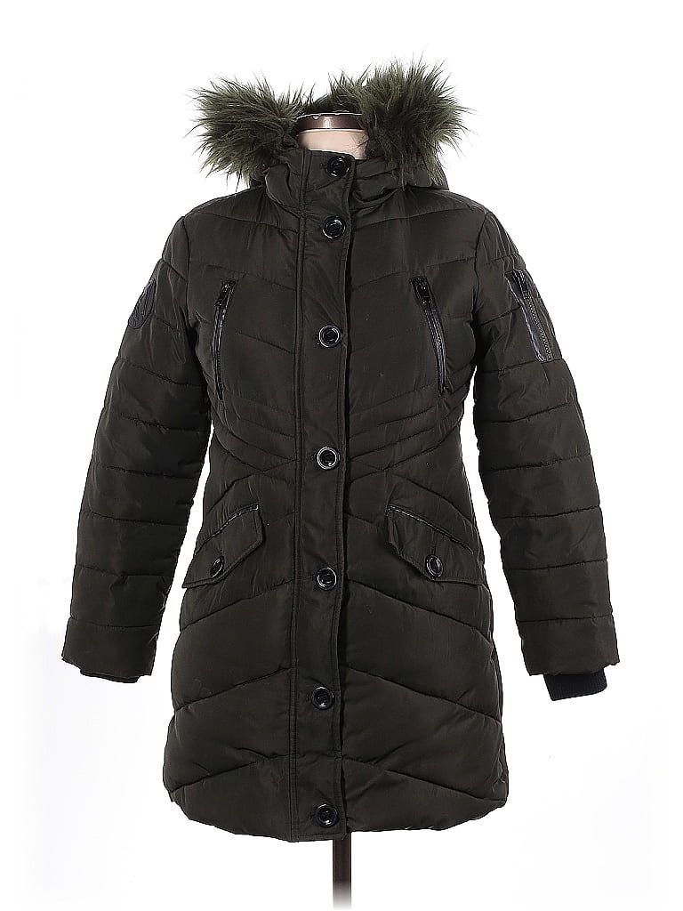 Diesel 100% Polyester Black Green Coat Size 12 - photo 1