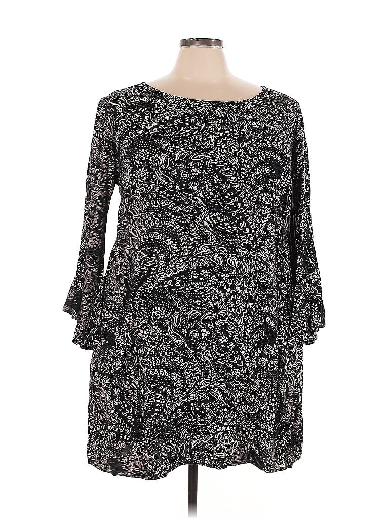 Ellos Paisley Black Casual Dress Size 24 - photo 1