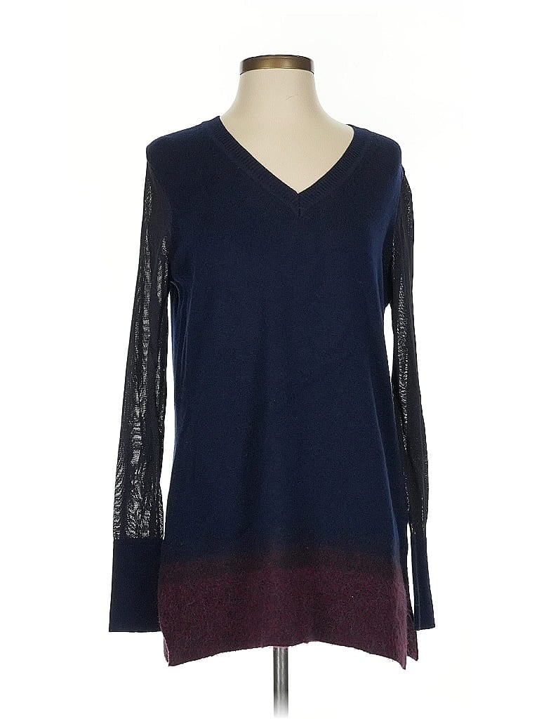 Pre-owned Etcetera Long Sleeve Top Blue V Neck Tops