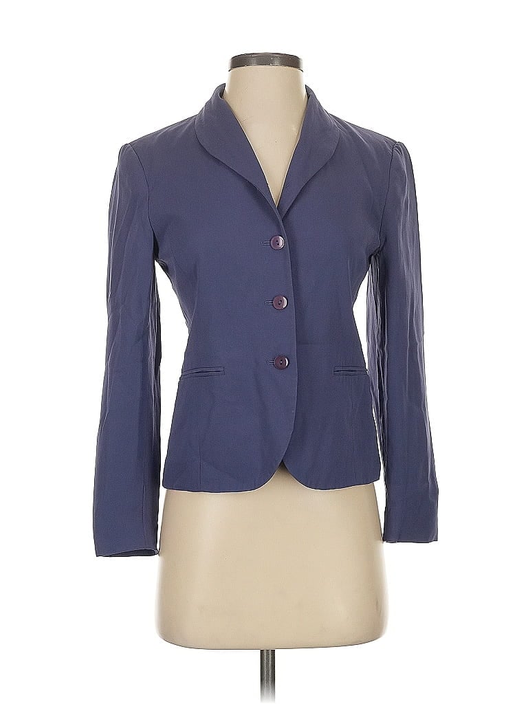 Pre-owned Talbots Silk Blazer Jacket In Blue