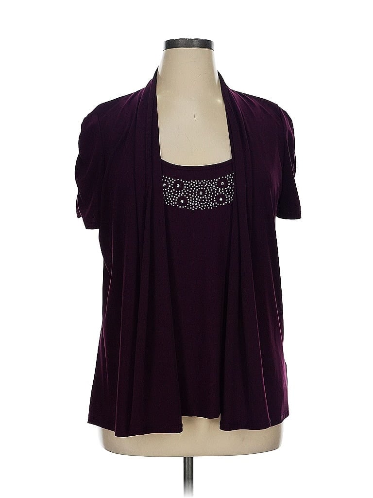 Judith 100% Polyester Purple Short Sleeve Blouse Size 1X - photo 1