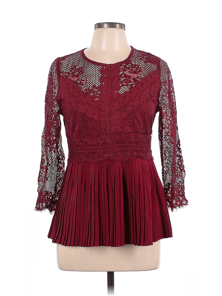 Entro 100% Polyester Burgundy 3/4 Sleeve Blouse Size L - photo 1