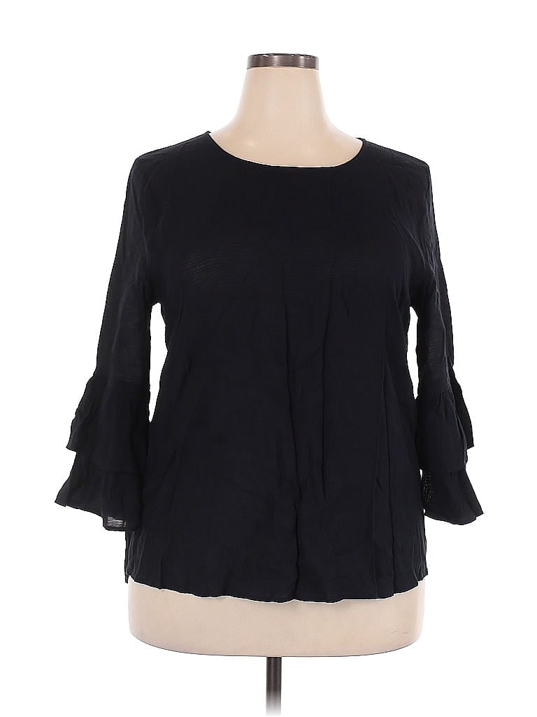 Click to view more detailed imagery on our partner's website Pre-owned Perch By Blu Pepper 3/4 Sleeve Blouse In Black