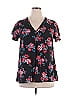 Coolibar 100% Rayon Floral Black Short Sleeve Blouse Size 0X - photo 1