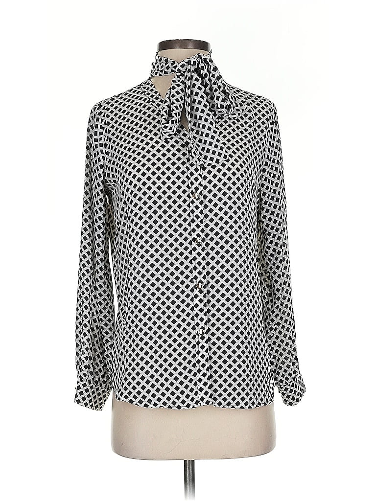 Pre-owned Ann Taylor Long Sleeve Blouse In Silver