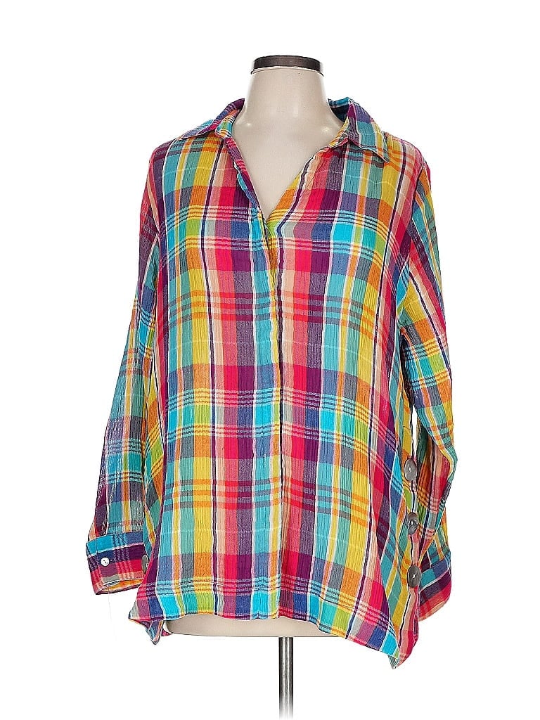 Soft Surroundings Color Block Yellow Long Sleeve Blouse Size L - photo 1